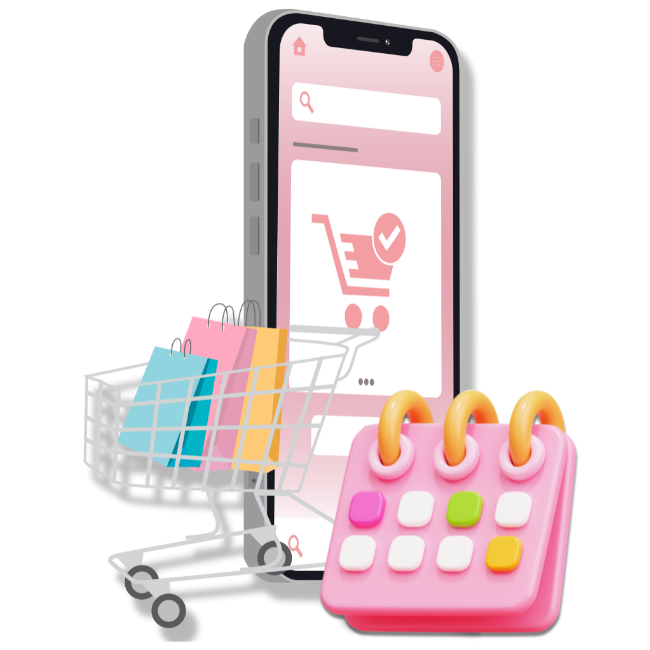 How Renting Works Picture of Mobile phone, Cart and Calendar