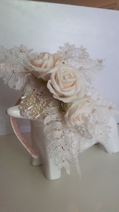 lace and floral and pearl bridal headpieces