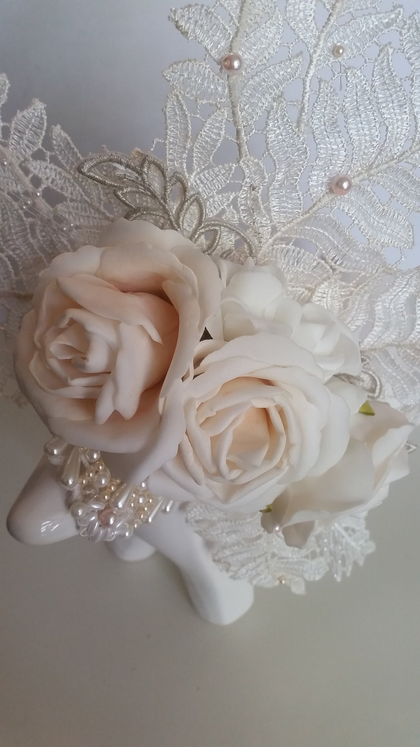 lace and floral and pearl bridal headpieces