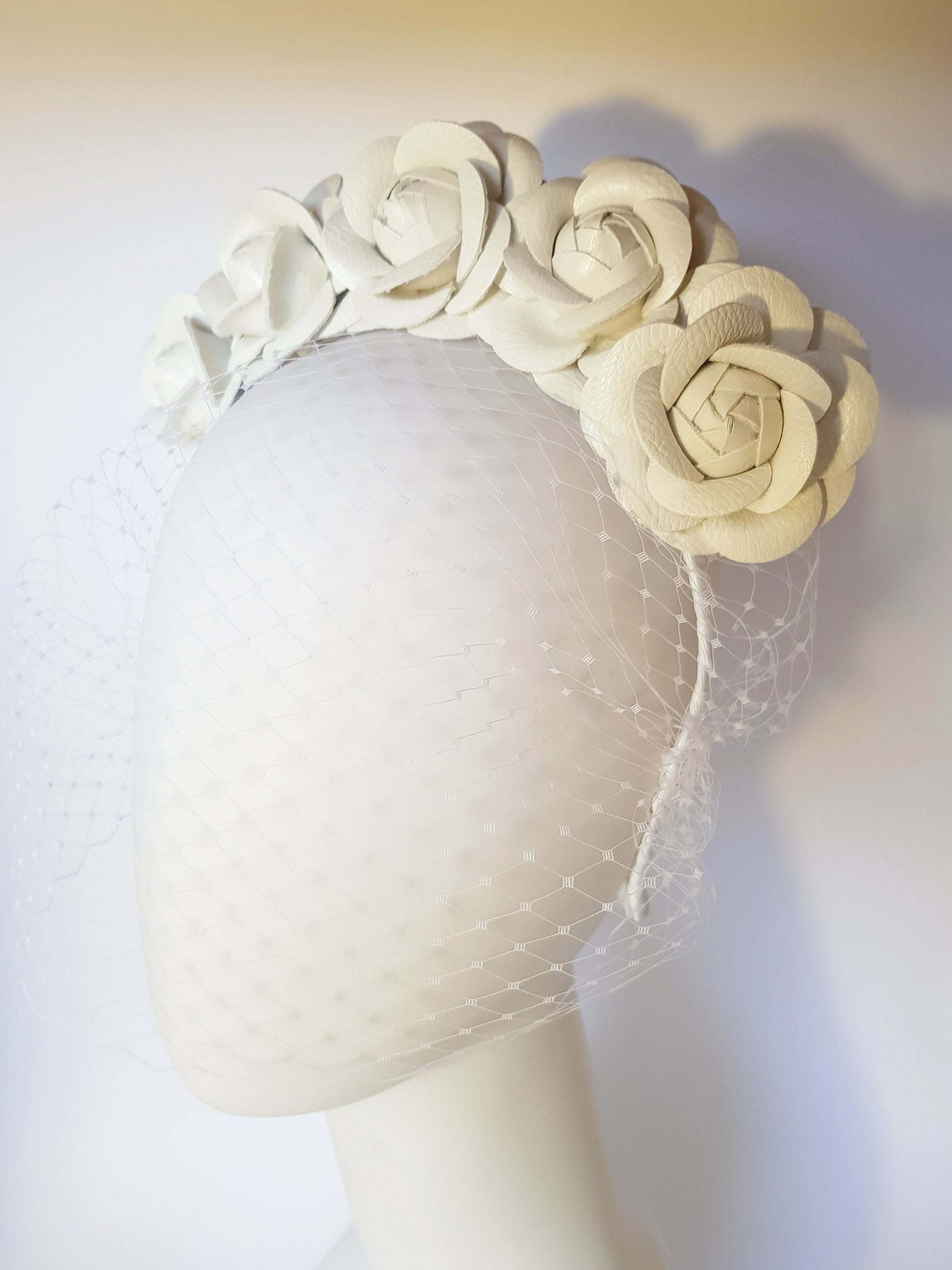 Bridal floral net headpieces
