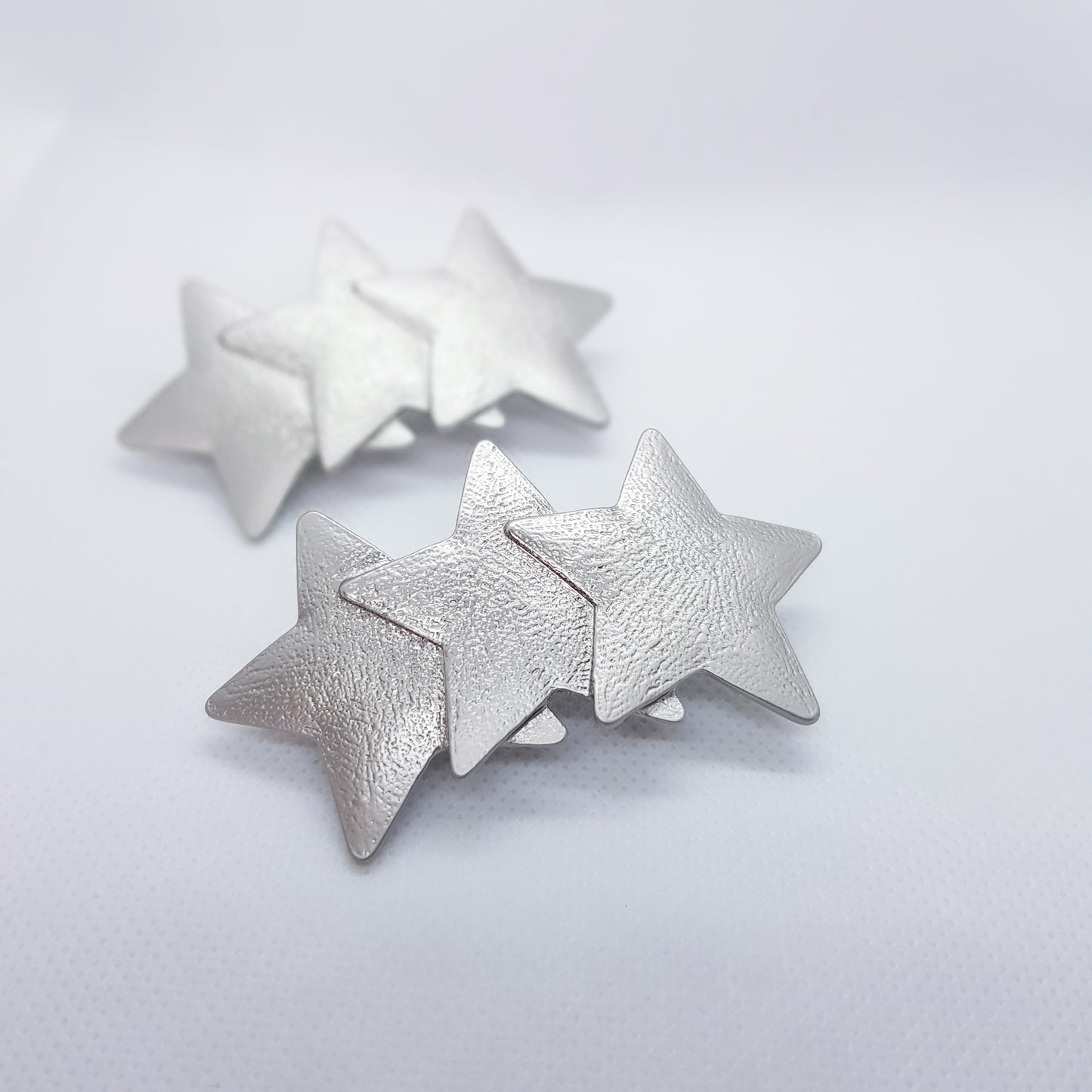 Silver star hair clips