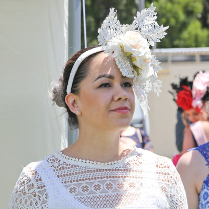 lace and floral and pearl bridal headpieces